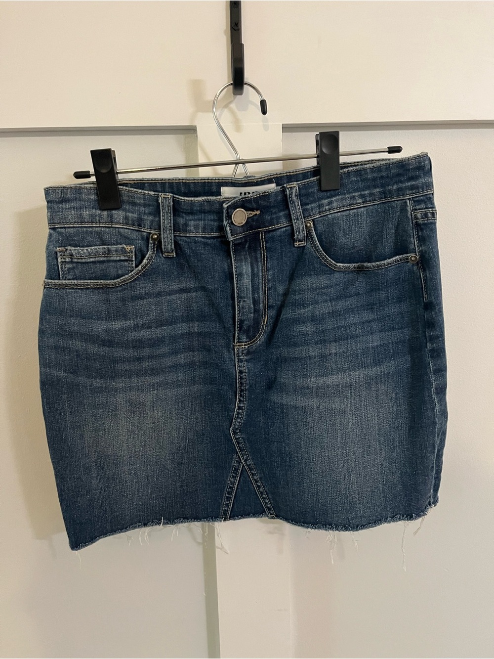 Just Black - Dark Blue Denim Mini Skirt with Raw Hem
